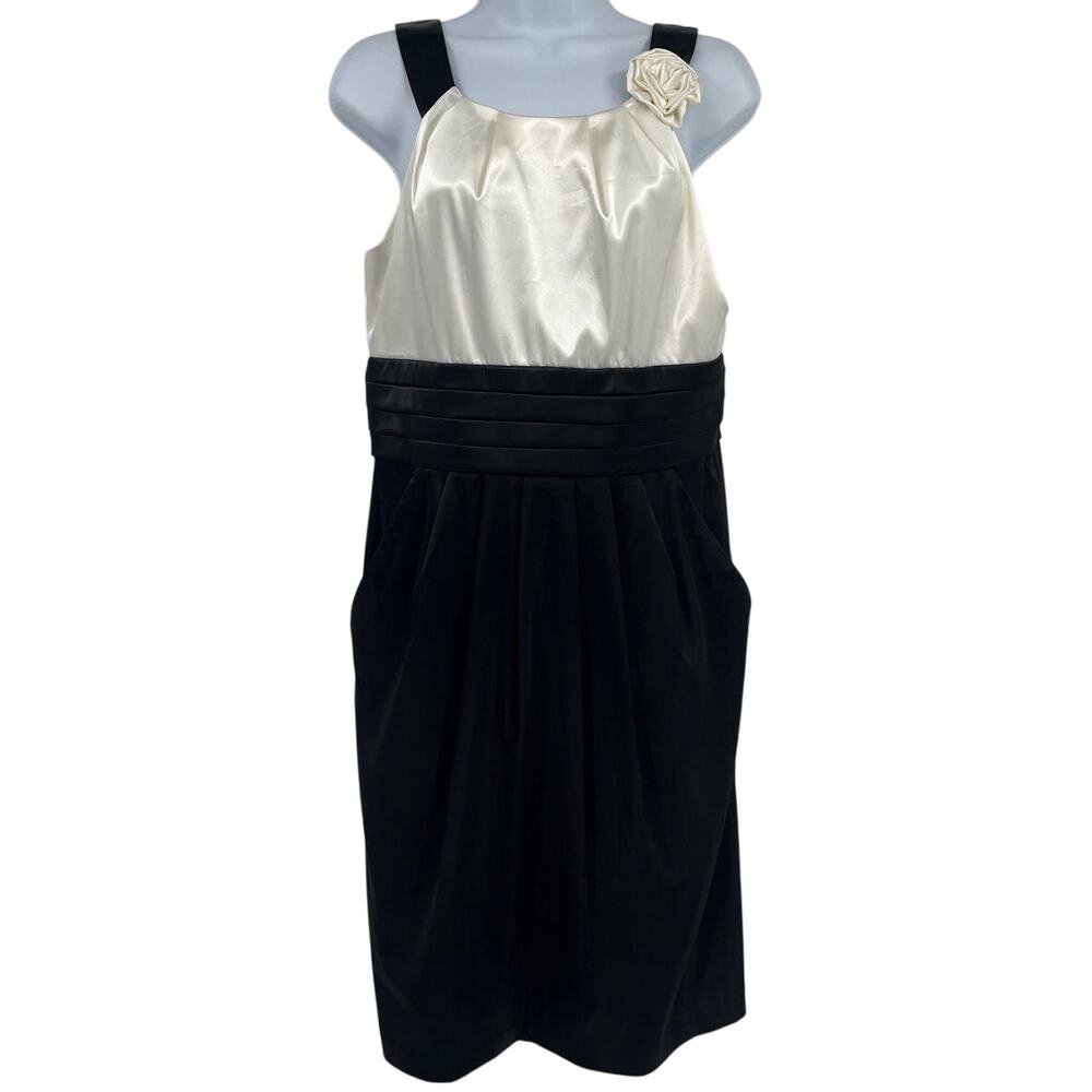 NW Collection Satin Rosette Dress 8 Holiday Old Money Monochrome Audry Hepburn
